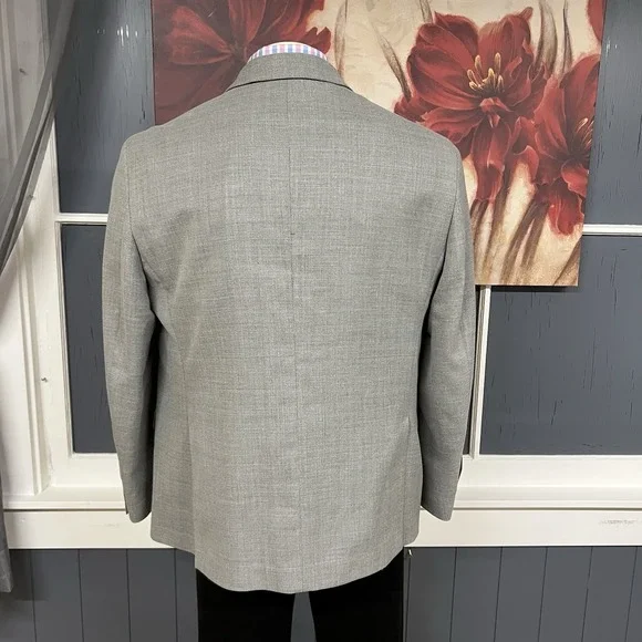 Tommy Hilfiger Hopsack Blazer Mens 46S Short Slim Fit Wool Blend Stretch Gray - Picture 3 of 11
